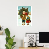 Poster Garçon, fille et parapluie (Bureau à domicile)
