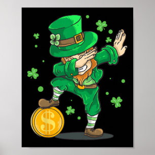 Poster Garçon irlandais faisant le dab Leprechaun Drôle S