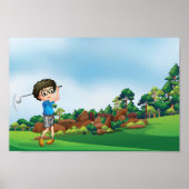 Poster Garçon jouant au golf (Devant)