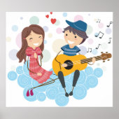 Poster Garçon jouant de la guitare pour l'amour de la fil (Devant)