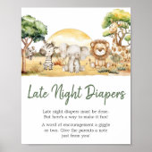 Poster Garçon Jungle Safari Animaux Late Night Diapers (Devant)