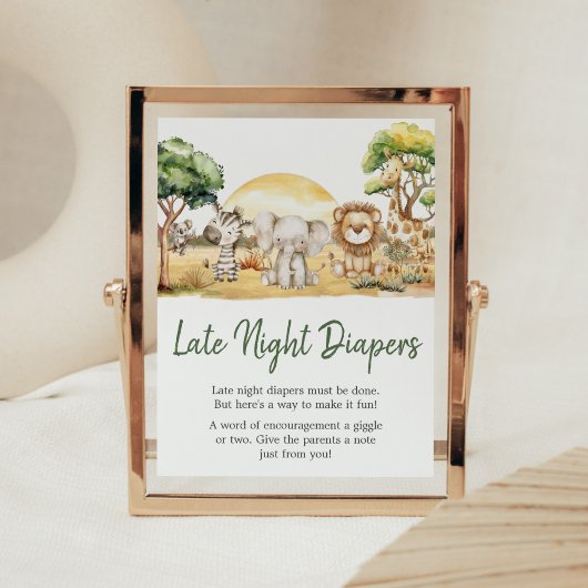 Poster Garçon Jungle Safari Animaux Late Night Diapers