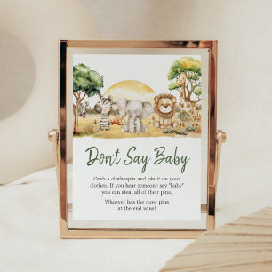 Poster Garçon Jungle Safari Animaux ne pas dire bébé