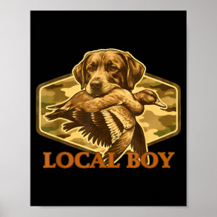 Poster Garçon local chasse au canard du sud noir extérieu