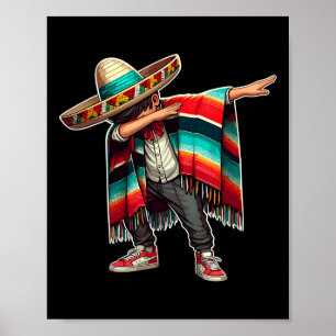 Poster Garçon Mexicain Dabant Poncho Drôle Cinco De Mayo