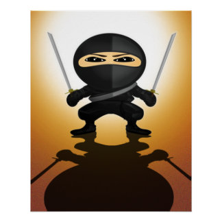 Poster Garçon Ninja Mignon Anime Guerrier Katana Action