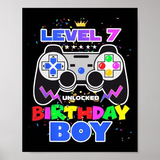 Poster Garçon niveau 7 déverrouillé jeu vidéo 7e annivers (Devant)