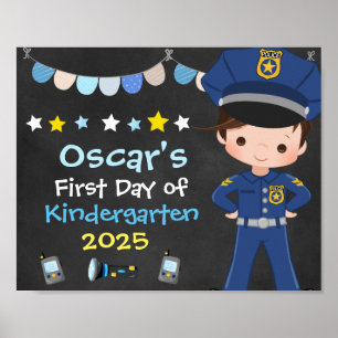 Poster Garçon officier de police Premier jour de l'école