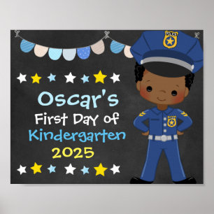 Poster Garçon officier de police Premier jour de l'école 