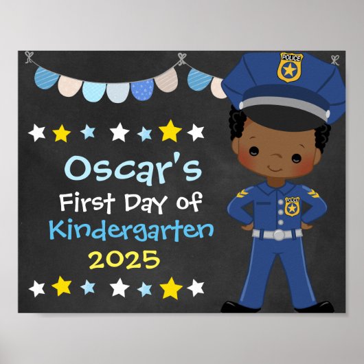 Poster Garçon officier de police Premier jour de l'école (Devant)