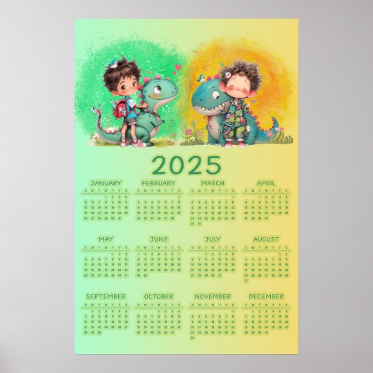 Poster Garçon original & Dessin animé de dinosaure  (Devant)