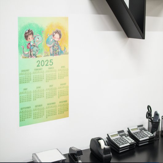 Poster Garçon original & Dessin animé de dinosaure 