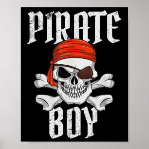 Poster Garçon pirate Halloween Crâne & Os croisés Pirate