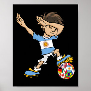 Poster Garçon qui fait dab en Argentine Maillot de footba