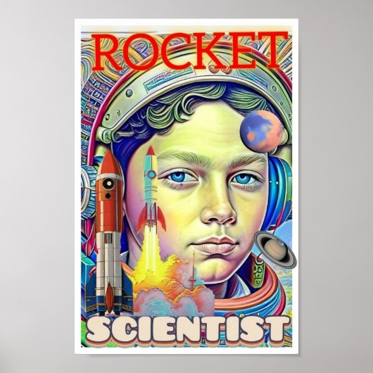 POSTER GARÇON SCIENTIFIQUE FUSÉE (Devant)