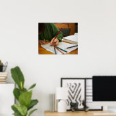 Poster Garçon se concentrant sur les devoirs de maths (Bureau à domicile)