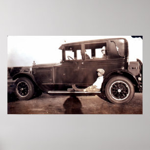 Poster Garçon sur marchepied de VOITURE