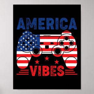 Poster Garçons 4 juillet Gamer Amérique Vibes Enfants