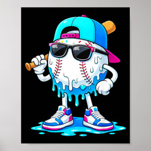 Poster Garçons Baseball Cool Crème Glacée Dégoulinante Dr