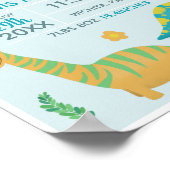 Poster Garçons Bleu Cute Dinosaur Naissance Statistiques (Coin)