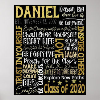 Poster Garçons cadeau de graduation, Classe de 2020