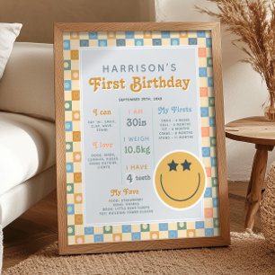 Poster Garçons Cool bleu Dude Première année Anniversaire