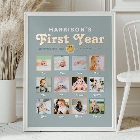 Poster Garçons Cool Dude Première année Anniversaire Phot