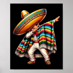 Poster Garçons Dabbing Poncho Mexicain Cinco De Mayo 1