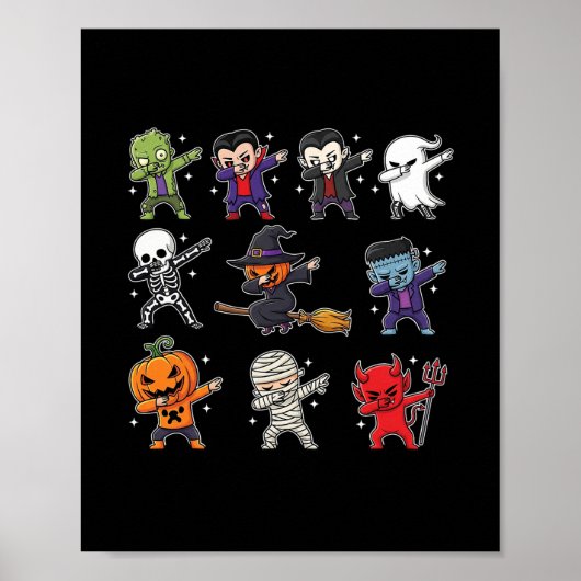 Poster Garçons de Halloween qui Dabbing Squelette Zombie (Devant)