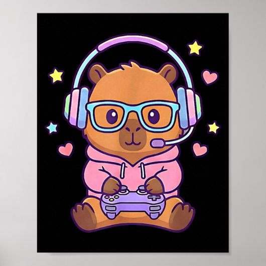 Poster Garçons de jeu mignons kawaii capybara drôles (Devant)