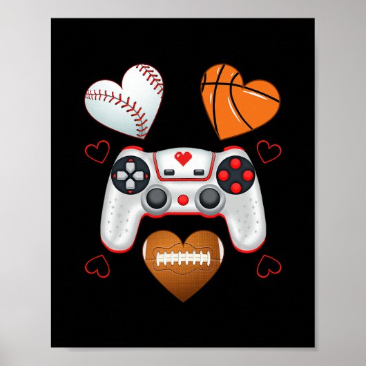 Poster Garçons de la Saint-Valentin Hommes Cœurs de jeu S (Devant)