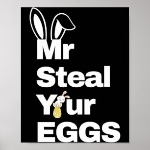 Poster garçons de Pâques tout-petits monsieur vole vos œu