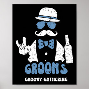 Poster Garçons d'honneur Rassemblement Groovy du marié -