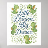 Poster Garçons Dragon Nursery Little Dragon Big Dreams (Devant)