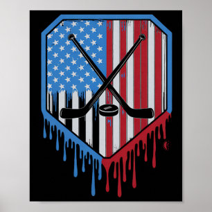 Poster Garçons drôles de hockey à la glace Patriote Améri