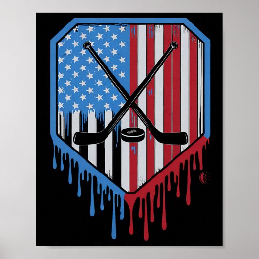 Poster Garçons drôles de hockey à la glace Patriote Améri (Devant)
