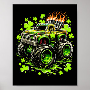Poster Garçons Enfants Monster Green Truck Shamrock St pa
