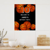 Poster garçons filles basket fête d'anniversaire bienvenu (Cuisine)