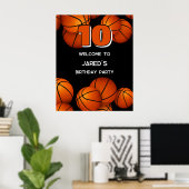 Poster garçons filles basket fête d'anniversaire bienvenu (Bureau à domicile)