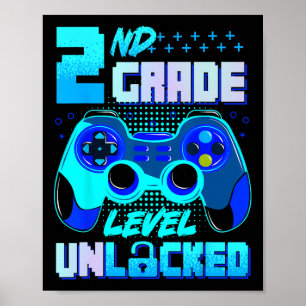 Poster Garçons gamers kids niveau 2e année débloqué premi