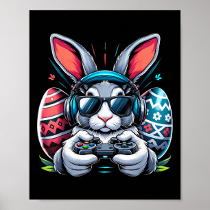 Poster Garçons Joyeuses Pâques Lapin Œuf Jeu Vidéo Enfant