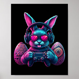 Poster Garçons Joyeuses Pâques Lapin Œuf Jeu Vidéo Enfant