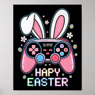 Poster Garçons Joyeux Jour de Pâques Jeu Vidéo Oeuf Bunny
