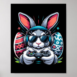 Poster Garçons Joyeux Jour de Pâques Jeu Vidéo Oeuf Bunny