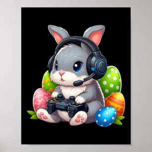 Poster Garçons Joyeux Jour de Pâques Jeu Vidéo Oeuf Bunny