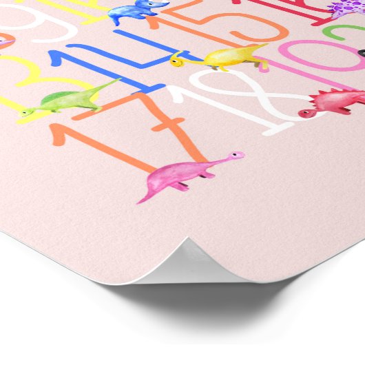 Poster Garçons Mignon Dinosaure 1-20 Enfants Nombres NURS (Coin)