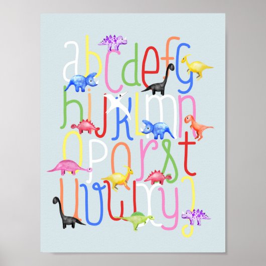 Poster Garçons Mignons Nursery Dinosaur ABC Alphabet Enfa (Devant)