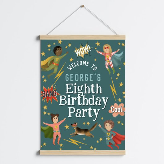 Poster Garçons Moderne Superhero Anniversaire de enfant A