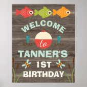Poster Garçons Pêche Thème 1er Anniversaire Accueil Poste (Devant)
