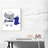 Poster Garde couleur chat bleu blanc